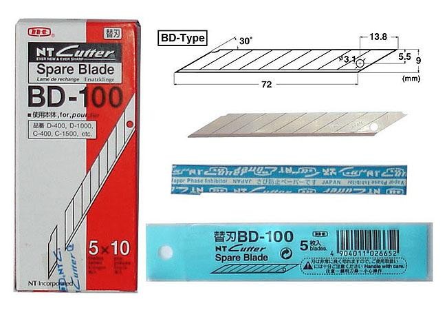 深圳欧易办公文具供应正品NT BD-100尖角美工刀片